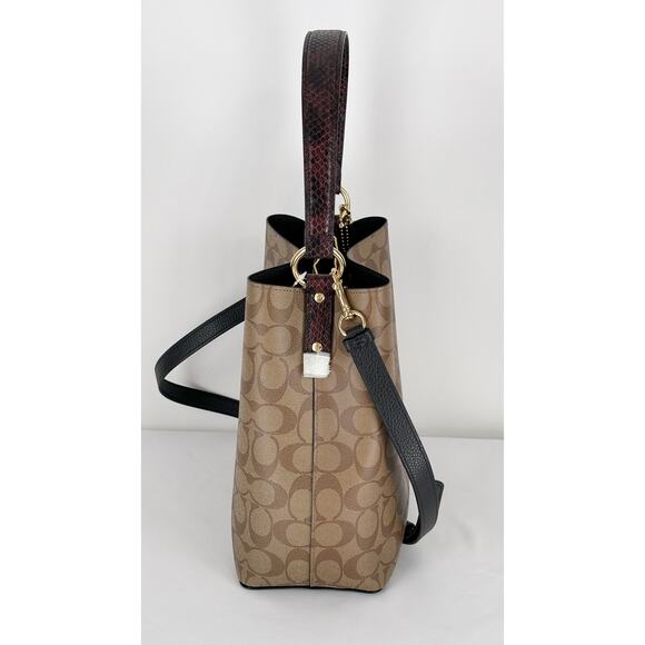Coach X Jean Michel Basquiat Town Bucket Bag In Signature Canvas Brown Purse New - Picture 5 of 15